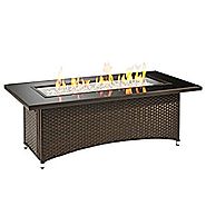 Outdoor Great Room Montego Crystal Fire Pit Coffee Table with Balsam Wicker Base