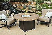 Outdoor Greatroom Colonial Chat Height Fire Pit Table with Mocha Top