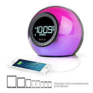 iHome iBT29BC Bluetooth Color Changing Dual Alarm Clock FM Radio with USB Charging and Speakerphone