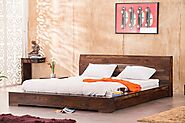 Solid Wood Voted Platform Bed – Modern Wooden Bed Design Online – Saraf Furniture