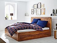 Buy Solid Wood Curved Bed with Storage – Saraf Furniture