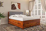 Solid wood West upholstered bed with lifetime termite warranty | Saraf Furniture