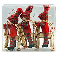 Nordic Straw Goat and Child Christmas Tree Decorations
