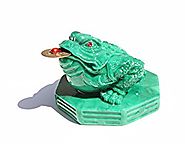 Fortune Green Coin Money toad / frog /Chan Chu Sitting on Money - Wealth-beckoning toad for Excellent Feng Shui / Luck