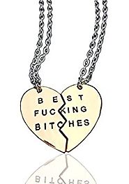 Expression Jewelry Best Fucking Bitches Two-Piece BFF Heart Pendant Necklace