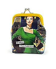 Anne Taintor Vinyl Kiss Lock Change Coin Purse - Of Course It Buys Happiness