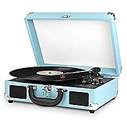 Victrola Nostalgic 3-Speed Vintage Bluetooth Suitcase Turntable, Turquoise