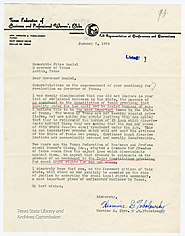 Hermine Tobolowsky's letter to Governor Price Daniel advocates for the safeguarding of women’s equality in Texas.