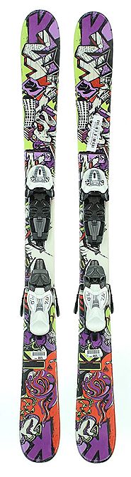 Used 2011 K2 Juvy Freestyle Twin Tip Kids Snow Skis with Marker 7.0 Binding C