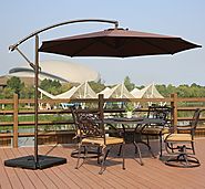Deluxe Adjustable Offset Cantilever Hanging 10' Patio Umbrella with Cross Base and Crank