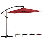10 Ft Offset Cantilever Hanging Patio Umbrella, Tilt W/Crank Outdoor