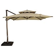 9 by 9-Feet Square Offset Cantilever Umbrella Patio Hanging Umbrella with Dual Wind Vent and Cross Base
