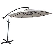 Offset Cantilever Patio Umbrella with Base / Crank and Air Vented Top, 10 Feet