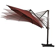 11-Feet Octagon Offset Cantilever Patio Umbrella with Vertical Tilt and Cross Base