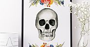 Free Watercolor Floral Skull Printable