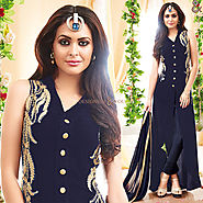 Prepossessing Blue Georgette Latest Fashion Salwar Kameez