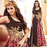 Divine Brown Front Zip Style Georgette Designer Salwar Suit