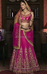 Smart Pink Silk Lehenga With Matching Choli & Dupatta