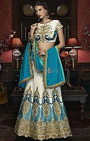 Lovable White Silk Wedding Lehenga Choli Design