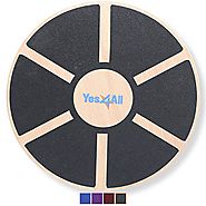 Yes4All Wooden Wobble Balance Board - Exercise Balance Stability Trainer 15.75 inch Diameter - Black - ²DB6FZ
