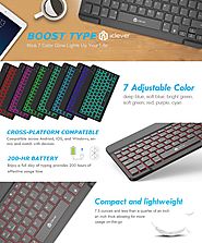iClever Universal Backlight 7-Color Adjustable Brightness Portable Wireless Bluetooth Keyboard