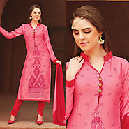 Pink Color Glazz Cotton Designer Salwar Kameez