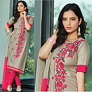 Grey Color Cotton Designer Salwar Kameez