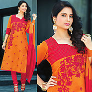 Red Color Cotton Designer Salwar Kameez