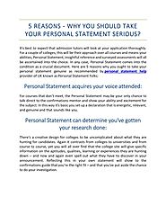 Reasons to Know Why You Should Take Your Personal Statement Serious
