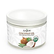 Anjou Coconut Oil, Organic Extra Virgin, Cold Pressed Unrefined for Hair, Skin, Cooking, Health, Beauty