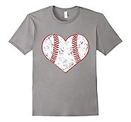 Baseball Heart T Shirt, Gift for Softball or Baseball Mom or Dad, Team - Baseball Gifts for Christmas, Birthdays, Val...