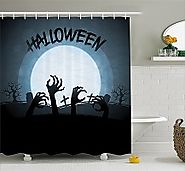 Spooky Halloween Haunted Graveyard Bathroom Shower Curtains • Holiday Décor – Season Charm