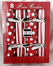 Set of 8 Red & White Holiday Christmas, New Years, Stripes & Dots Crackers, Poppers, Favors 8" Size