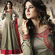 Prepossessing Green Embroidered Silk Anarkali Salwar Kameez
