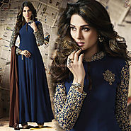 Comely Blue Embroidered Georgette Anarkali Churidar Design