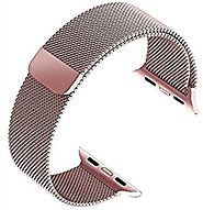 top4cus Double Electroplating Milanese Loop Stainless Steel Replacement iWatch Band with Magnetic Closure Clasp for A...