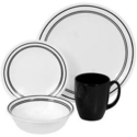Corelle Livingware 16-Piece Dinnerware Set, Service for 4, Classic Cafe Black