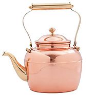 Old Dutch Solid Copper Teakettle with Brass Handle, 2.5-Quart