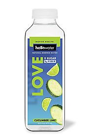 hellowater - A Natural Essence Water (Cucumber Lime - LOVE) -- High Fiber - Zero Sugar - Zero Net Carbs - Low Glycemi...