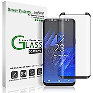 Galaxy S8 Glass Screen Protector, amFilm Full Screen [Case Friendly] Dot Matrix 3D Curved Tempered Glass Screen Prote...