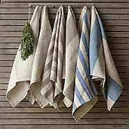 Set Striped Linen Tea Towels