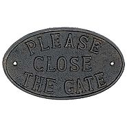 Cast Iron Please Close the Gate Sign