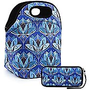 Lunch Bag Extra Large Insulated Lunch Box 13.5" x 13.5" x 7.5" Zipper Tote Bags With Wallte Pouch 6.5"L x 3.5H" Set (...