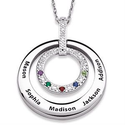 Diamond Necklace with Grandkids Names and Birthstones