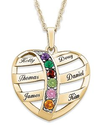Heart Shaped Necklace with Grandkids Names and Birthstones