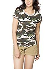 WYO Womens Camouflage Army Round Neck T-Shirt