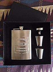 Hip Flask - Jack Daniel's 7oz PU Leather Wrapped Stainless Steel 304 Liquor Hip Flask / Alcoholic Beverage Holder , 1...