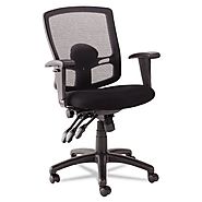 Alera Etros Series Petite Mid-Back Multifunction Mesh Chair, Black