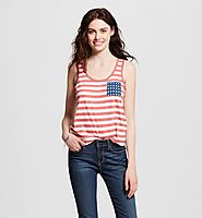 Women's Fifth Sun Americana Stripe and Star Pocket Graphic Tank $12.99 @ Target