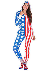Women's American Flag USA Jumpsuit $78 @ Tipsy Elves